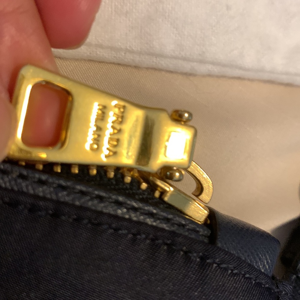 Authentic Prada Nylon Shoulder Bag [Navy Blue Body, Black Straps] - Picture 6 of 15